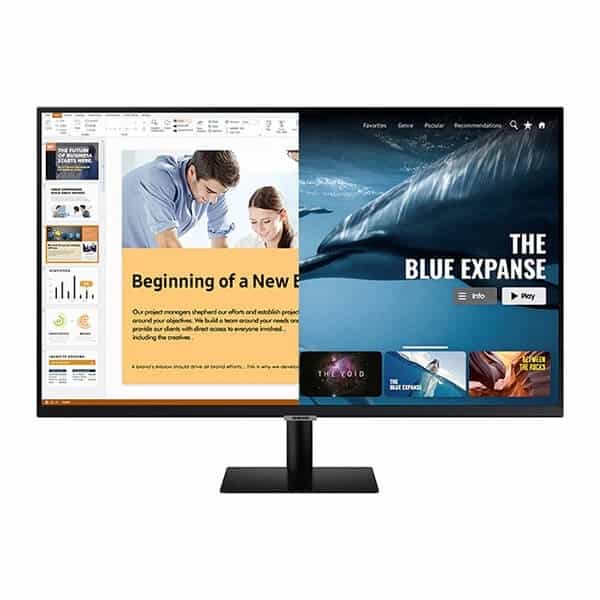 Samsung LS27AM500NWXXL 27-inch Smart Monitor with Do-it-All Screen, Remote Control, and Built-in Speakers