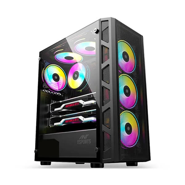 Ant Esports 510 AIR ARGB Mid Tower E-ATX Gaming Cabinet (black)