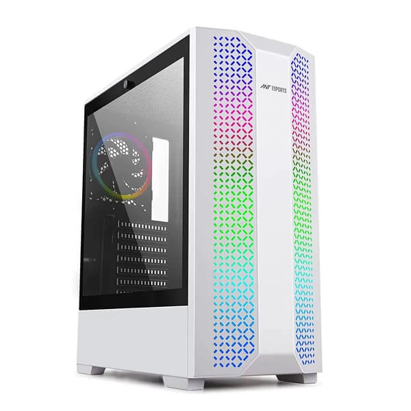 Ant Esports ICE 280 TG RGB Mid Tower ATX Gaming Cabinet With Tempered Glass Side Panel (white)