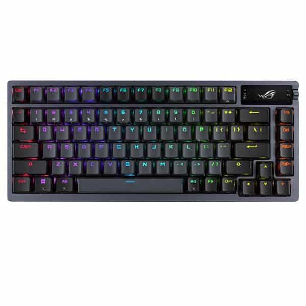 Asus ROG Azoth RGB mechanical 75% wireless gaming keyboard with hot swappable ROG NX mechanical switches and OLED display