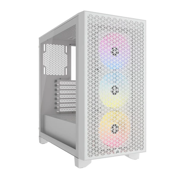 Corsair 3000D Airflow RGB White Mid-Tower ATX Gaming Cabinet With Tempered Glass Side Panel (White)