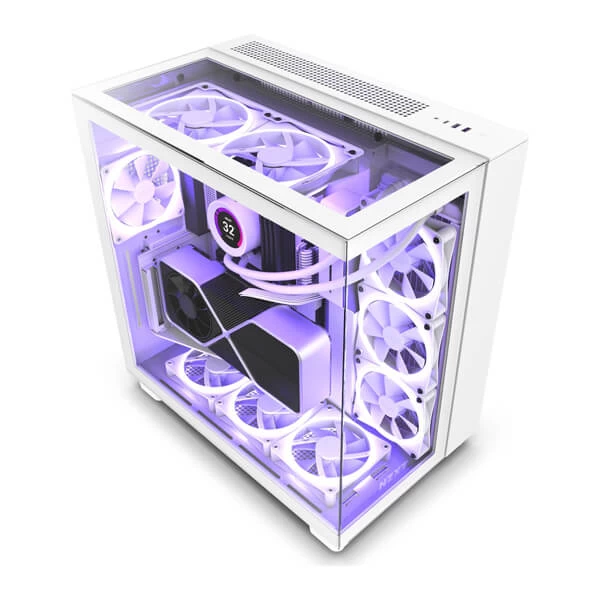 NZXT H9 Elite (White) Mid-Tower ATX Gaming Cabinet with Tempered Glass Side Panel