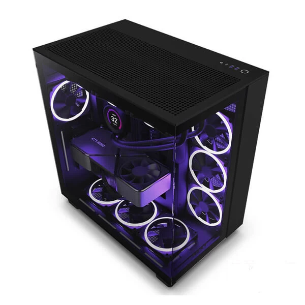 NZXT H9 Flow (Black) Mid-Tower ATX Gaming Cabinet with Tempered Glass Side Panel