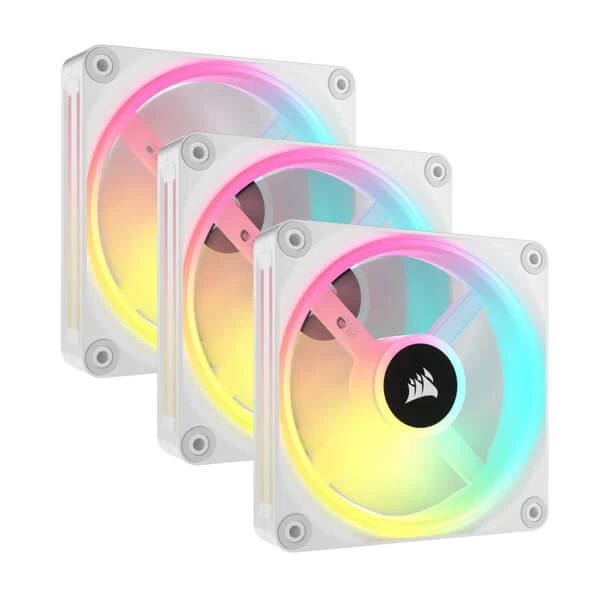 Corsair iCUE Link QX120 RGB White 120mm PWM Cabinet Fan with iCUE Link System Hub (Triple Pack)