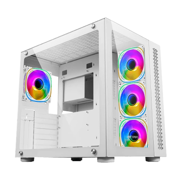 Ant Esports Crystal ARGB White (E-ATX) Mid Tower Cabinet (White)