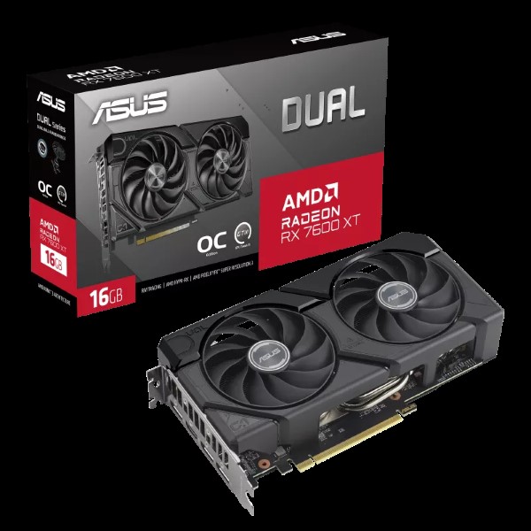 Asus Dual Radeon RX 7600XT OC Edition 16GB GDDR6 Graphics Card