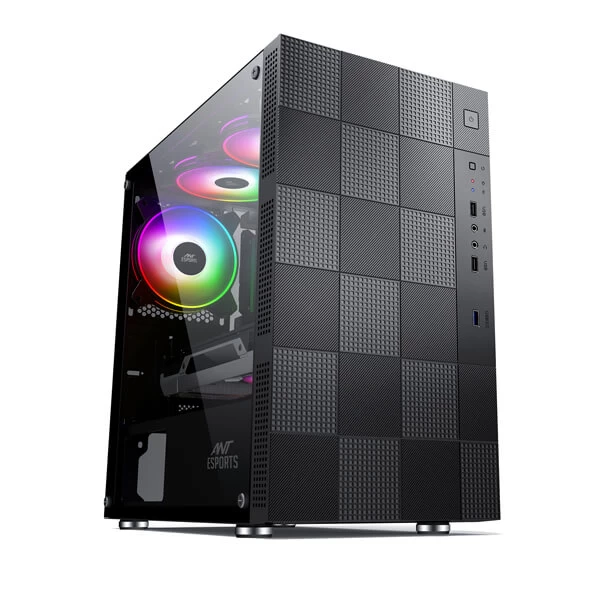 Ant Esports Elite 1000 TG mid tower M-ATX gaming cabinet (black)