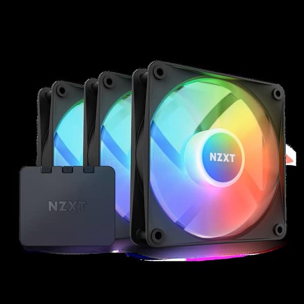 NZXT F120 Core RGB 120mm Case Fans Triple Pack with RGB Controller (Black)