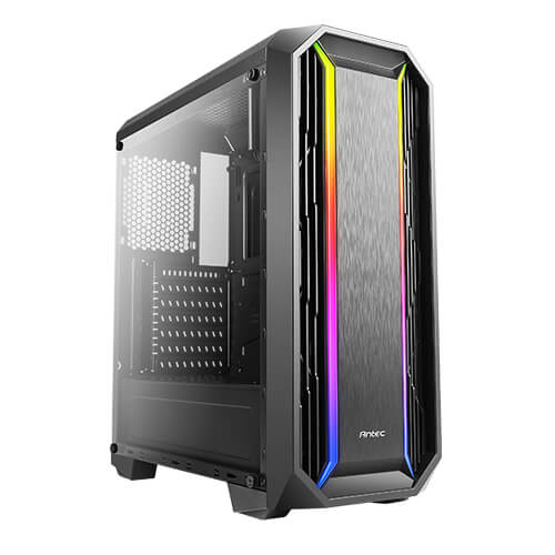 Antec NX Series NX201 mid tower gaming cabinet transparent side panel.