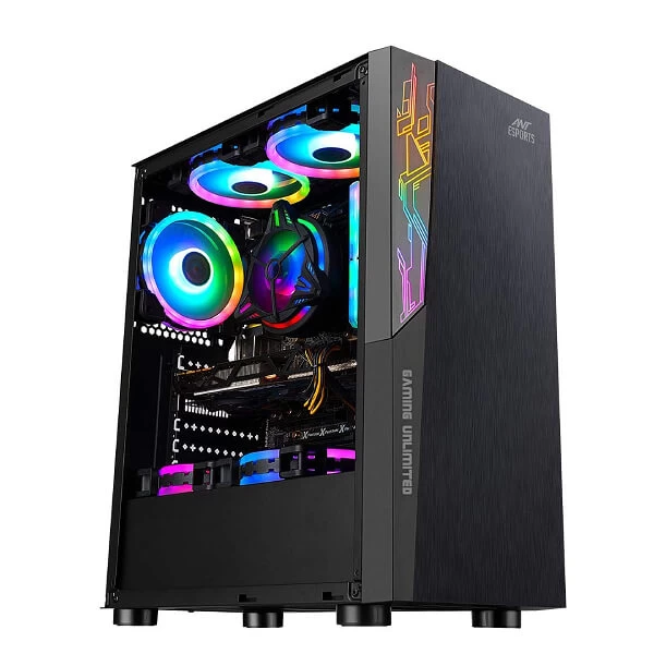 Ant Esports Ice 120 AG RGB mid tower M-ATX gaming cabinet with tempered glass side panel (black)