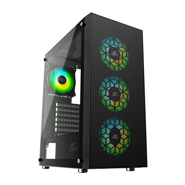 Ant Esports Ice 110 RGB mid tower M-ATX gaming cabinet with tempered glass side panel (black)