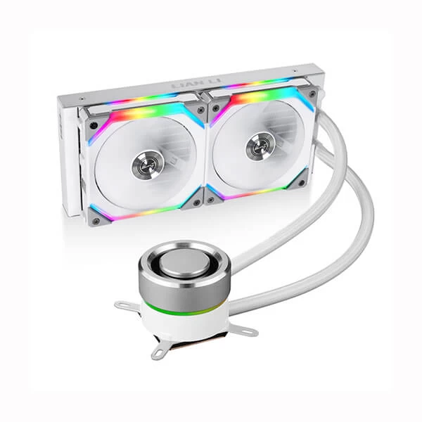 Lian Li Galahad 240 ARGB UniFan SL Edition 240mm AIO liquid CPU cooler (White).