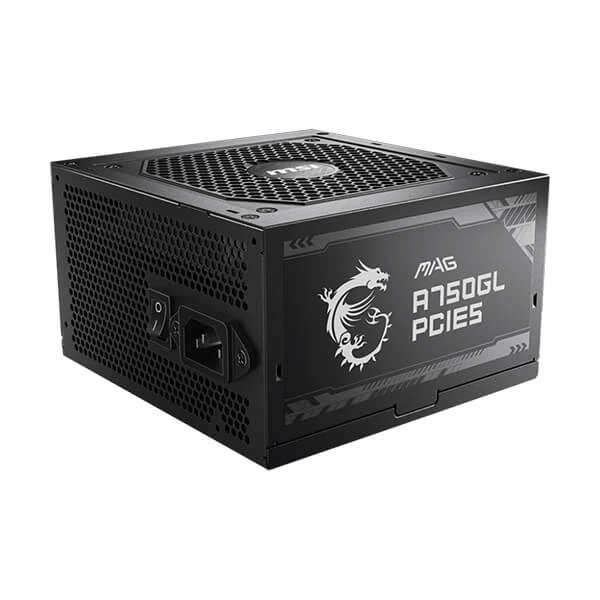 MSI MAG A750GL PCIe5 750 Watt ATX 3.1 80 Plus Gold Certified Power Supply