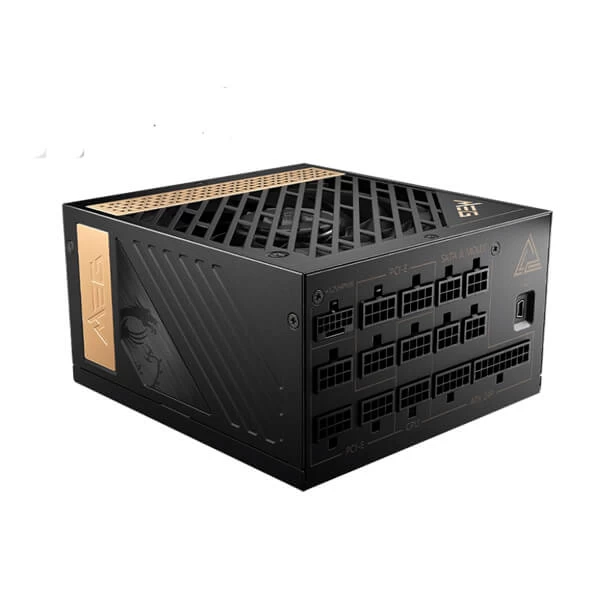 MSI MEG AI1300P 1300 Watt 80 Plus Platinum Certified PCIe Gen5 Power Supply with ATX 3.0 12VHPWR Cable