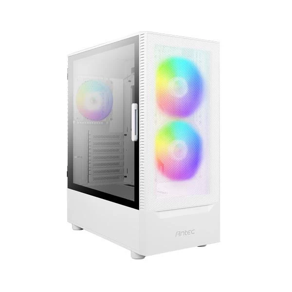 Antec NX Series NX410-V2 White mid tower gaming cabinet.