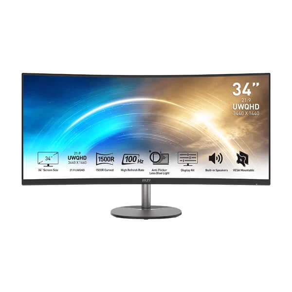 MSI Pro MP341CQ 34-Inch UWQHD 100hz 4ms VA Panel Curved Monitor