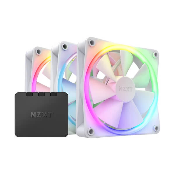 NZXT F120 Core RGB White 120mm Case Fans Triple Pack with RGB Controller (White)