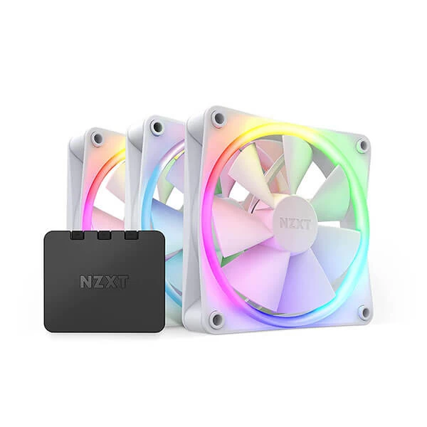 NZXT F120 RGB Duo White 120mm PWM RGB Case Fan with RGB Controller (Triple Pack)