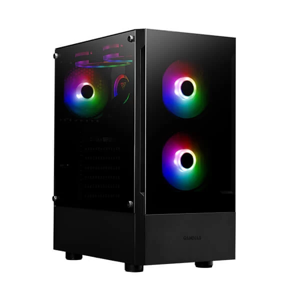 Gamdias Talos E3 Black ATX Mid Tower Front & Side Glass Panel with 3 Built-In ARGB Fan Gaming Cabinet