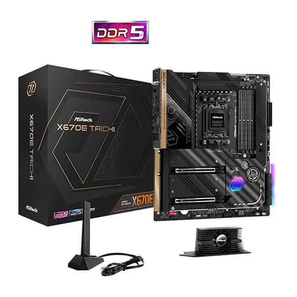 ASROCK X670E TAICHI WIFI AMD AM5 DDR5 ATX MOTHERBOARD FOR RYZEN 7000 SERIES PROCESSORS