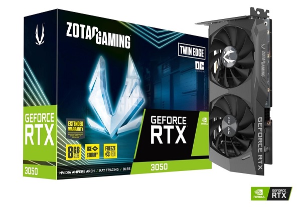 Zotac Gaming GeForce RTX 3050 Twin Edge OC 8GB GDDR6 Graphics Card (ZT-A30500H-10M)