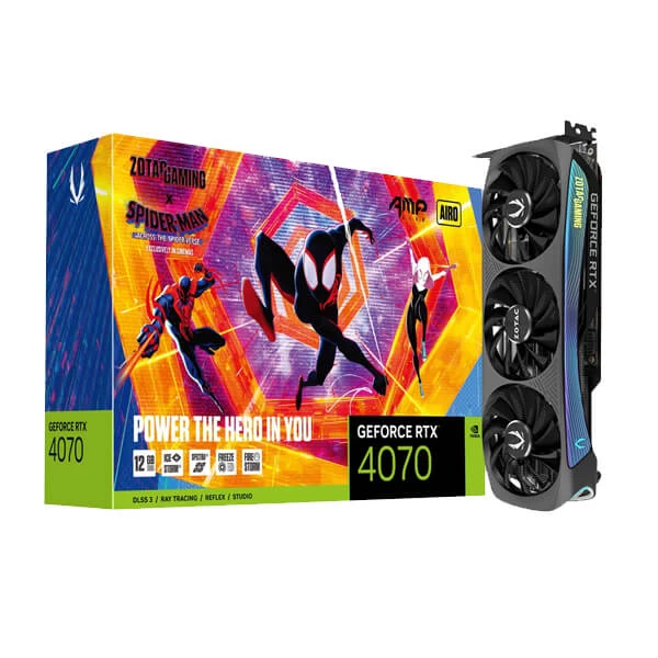 Zotac Gaming RTX 4070 AMP AIRO 12GB GDDR6X Spider-Man Across the Spider Verse Edition Graphics Card