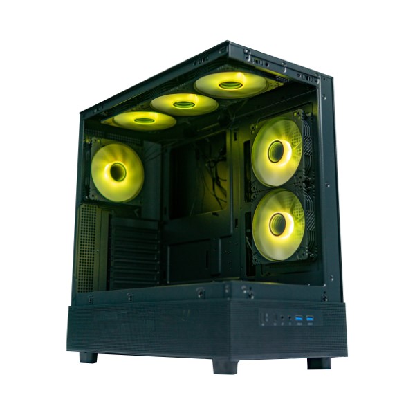 Clarion JM-AQUA ( 6 Fan Edition) Mid-Tower ATX Gaming Cabinet With Tempered Glass Front and Side Panel