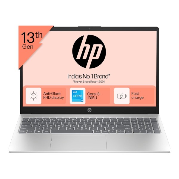 HP 15-FD0006TU Laptop Silver (Intel Core i3-1315U/8GB DDR4 3200mhz/512Gb NVMe/Intel Integrated Graphics/14 Inch FHD Display/Windows 11 Home/Office 21)