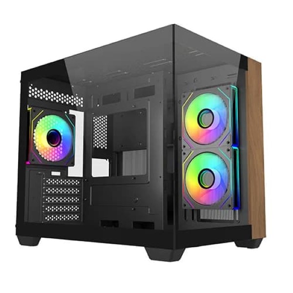 Cooler Master Elite 481 Wood ARGB M-ATX Mini Tower Gaming Cabinet (Black)