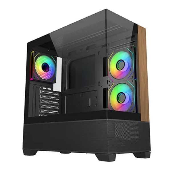 Cooler Master Elite 690 Wood ARGB ATX Mid Tower Gaming Cabinet (Black)
