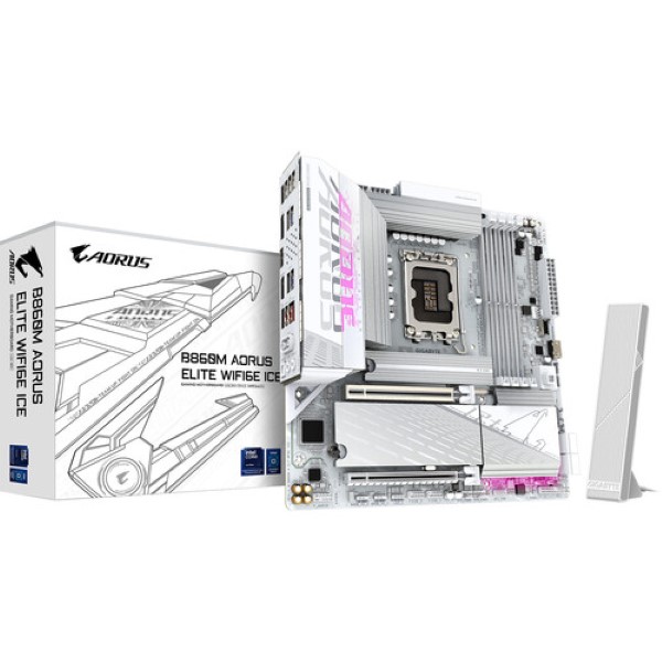 GIGABYTE B860M AORUS ELITE WIFI6E ICE M ATX DDR5 Motherboard White
