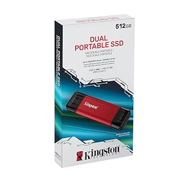 Kingston 512GB Dual USB-A and USB-C Portable SSD Drive
