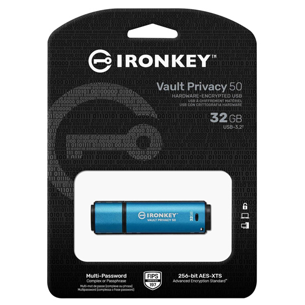 Kingston Iron Key Vault Privacy 50 32GB Encrypted USB 3.2 Gen 1 Pendrive