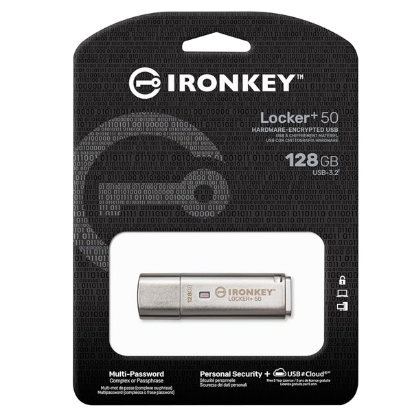 Kingston Iron key Locker Plus 50 128GB Encrypted USB 3.2 Gen 1 Flash Drive