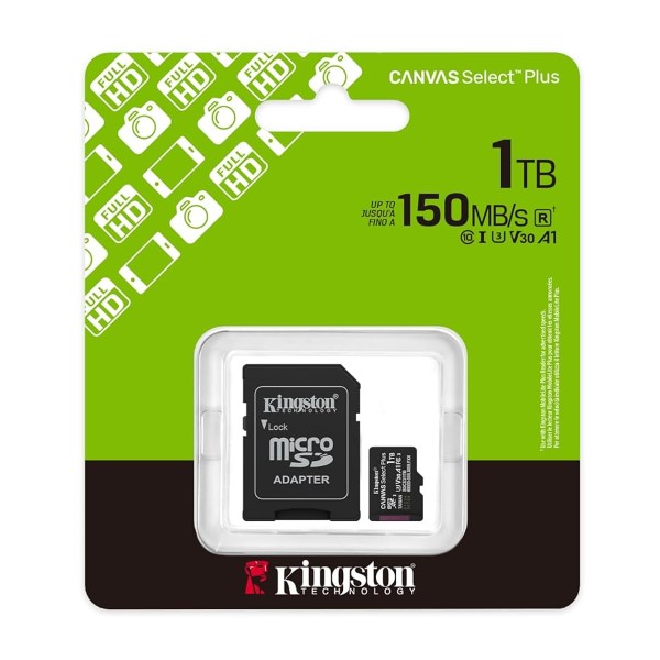 Kingston Canvas Select Plus 1TB Class 10 Micro SD Card With Adapter