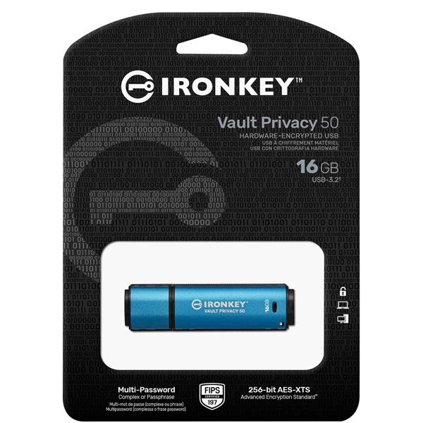 Kingston Iron Key Vault Privacy 50 16GB Encrypted USB 3.2 Gen 1 Pendrive