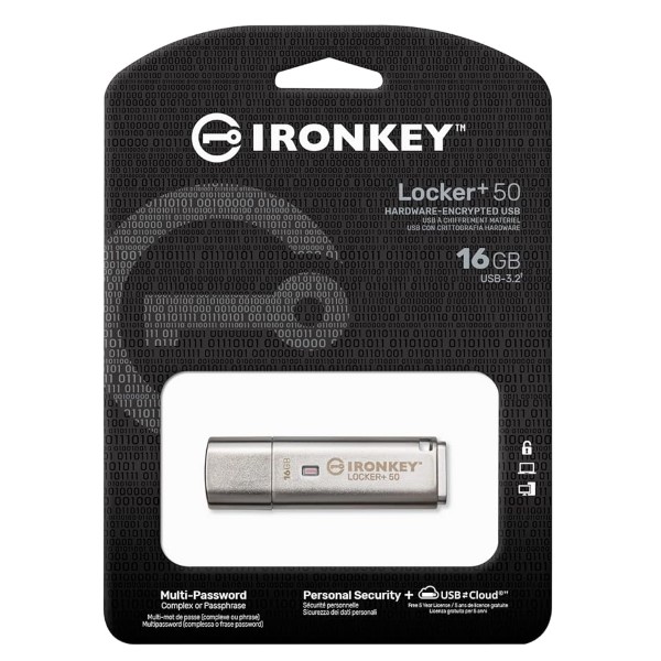 Kingston Iron key Locker Plus 50 16GB Encrypted USB 3.2 Gen 1 Flash Drive