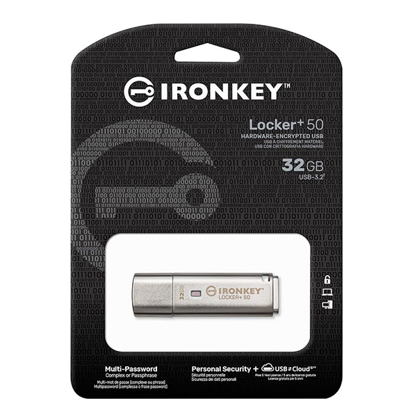 Kingston Iron key Locker Plus 50 32GB Encrypted USB 3.2 Gen 1 Flash Drive