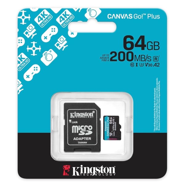 Kingston Canvas Go Plus 64GB micro SDXC Card With Adapter