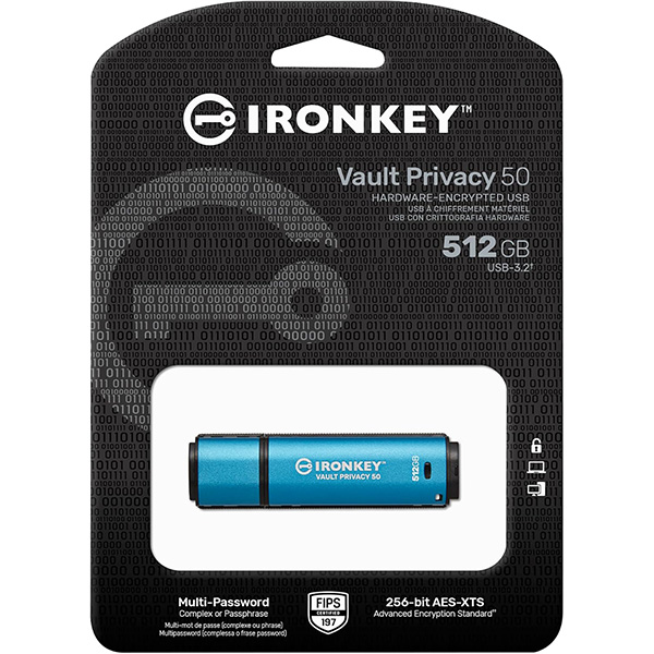 Kingston Iron Key Vault Privacy 50 512GB Encrypted USB 3.2 Gen 1 Pendrive
